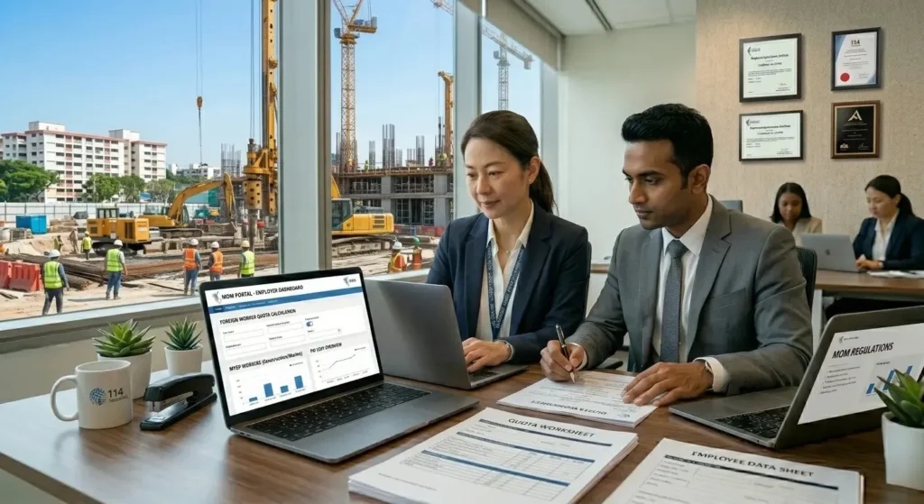 Singapore employer calculating foreign worker quota and DRC compliance 2026