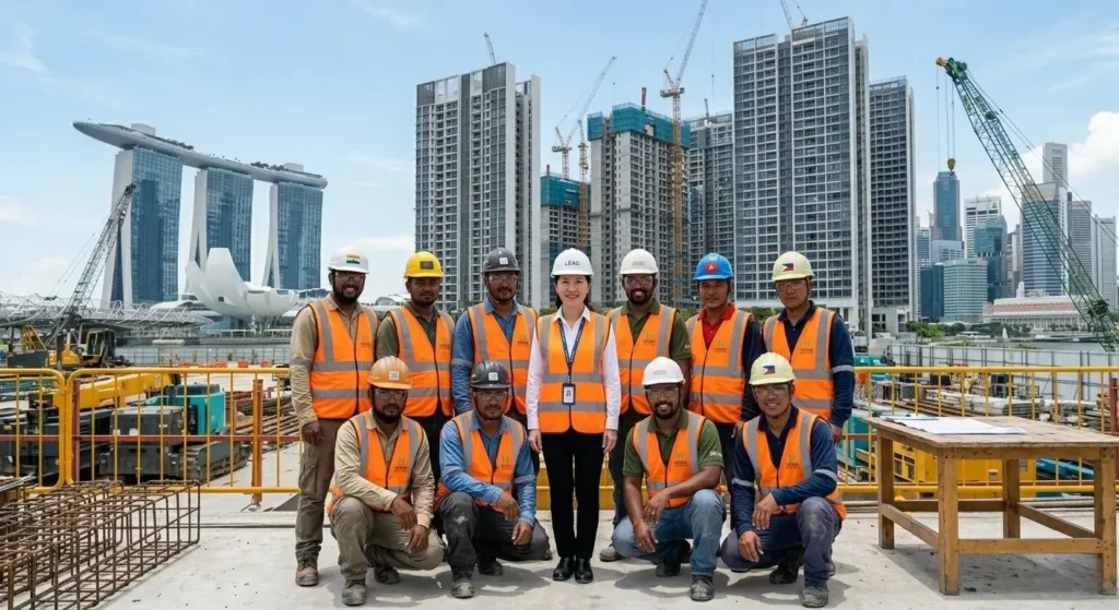 Skilled foreign construction workers from Myanmar India Bangladesh hired in Singapore